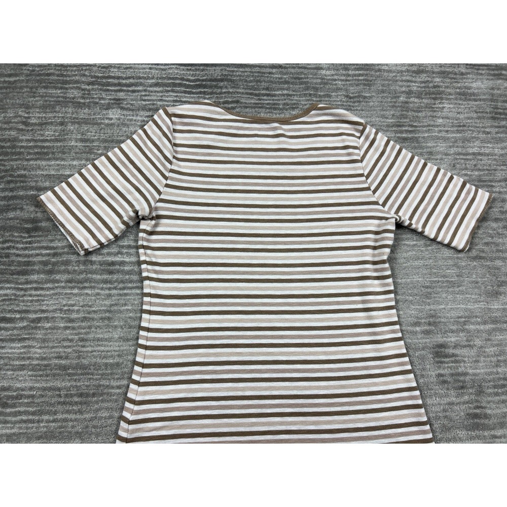 Time and Tru Top Womens Small Brown Striped Short Sleeve Cotton‎ Blend - Picture 7 of 11